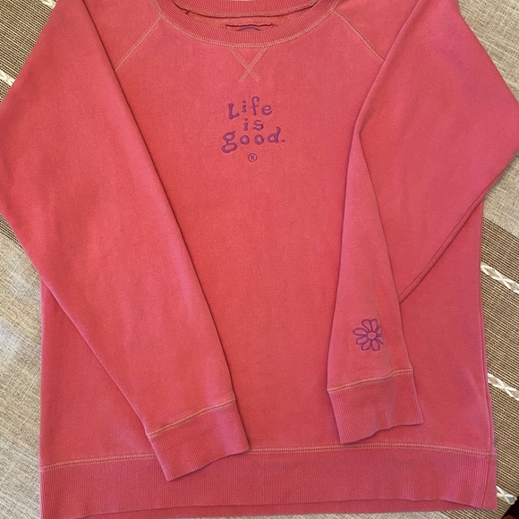 Life Is Good Tops - Life Is Good Pink Sweatshirt Crew Neck Casual